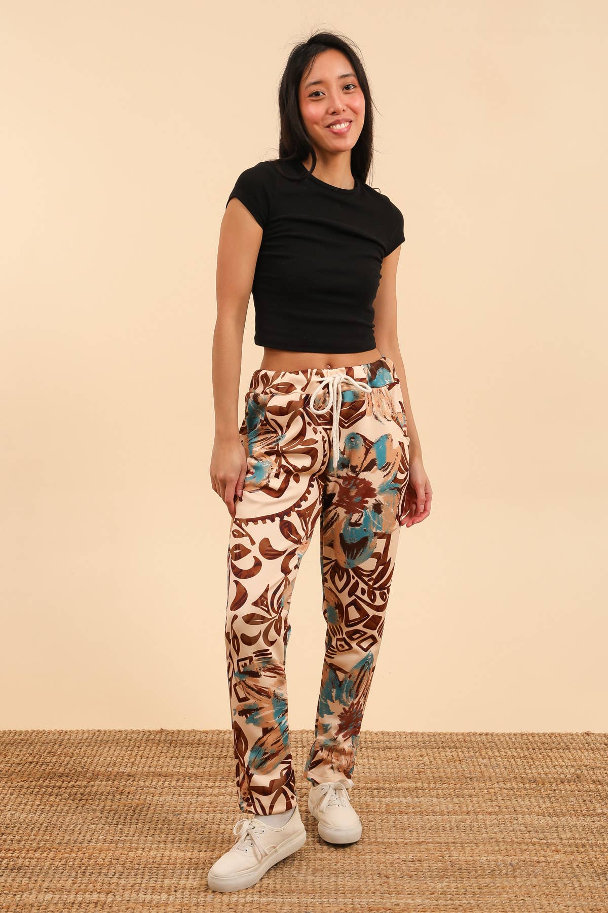 Floral Patterned pantajogg - Jog Pant Made in Italy