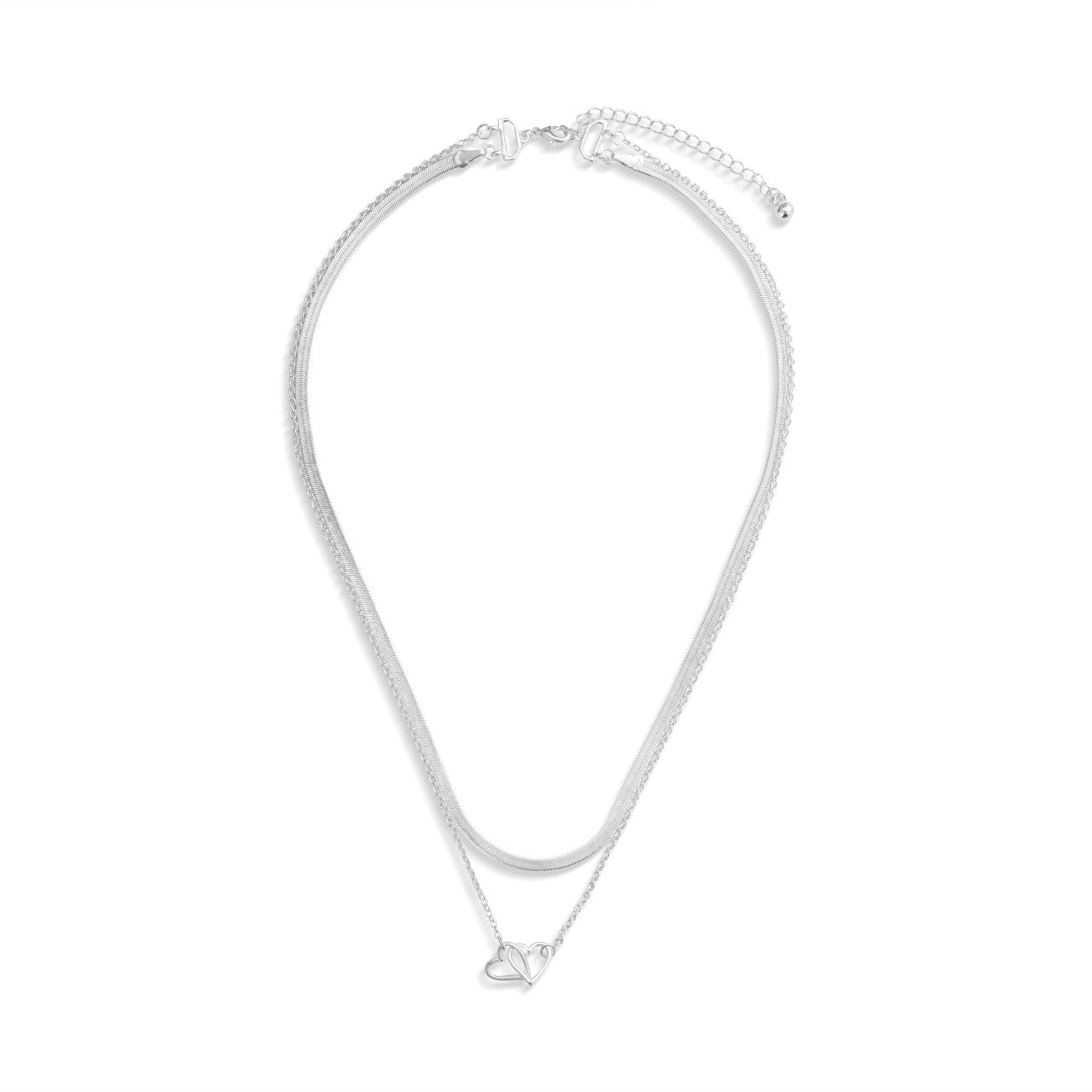 Layered Heart Silver Necklace Loving Memories The stories smiles & closeness shared will always live on in our hearts 18in by Demdaco