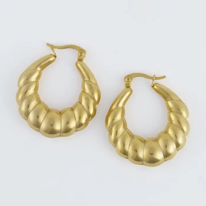 Twisted Chunky Pin Catch Hoop Earrings Narelle Waterproof Jewelry