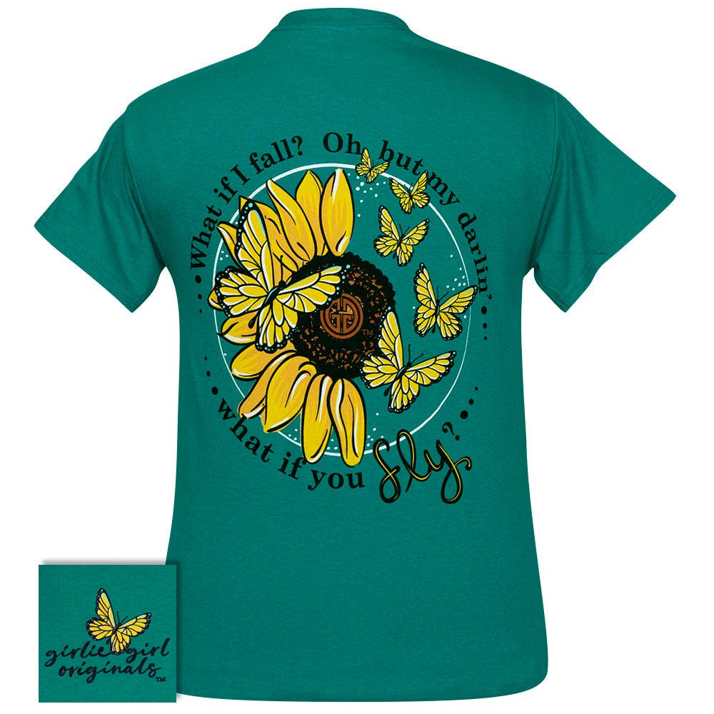 2410 Butterfly Sunflower Inspirational Southern Short Sleeve Graphic Tee