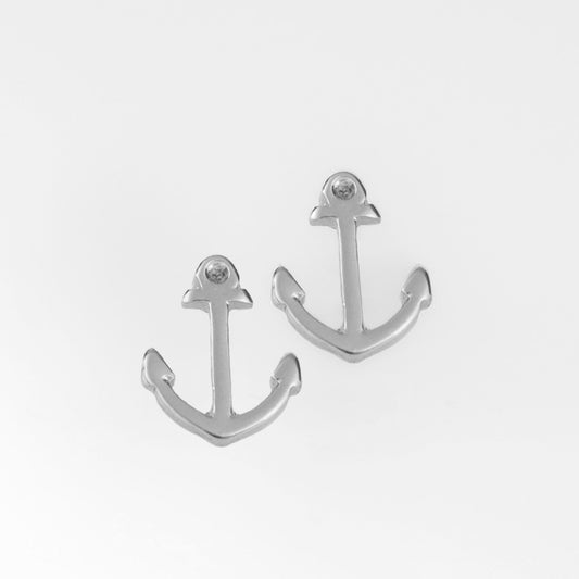 Anchor Icon Silver Stud Earrings