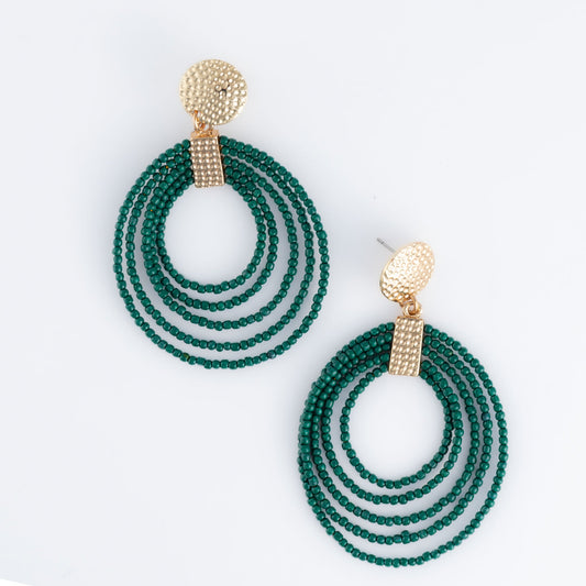 Marise Green Hoop Seed Bead Earrings