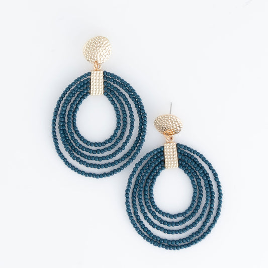 Marise Teal Hoop Seed Bead Earrings