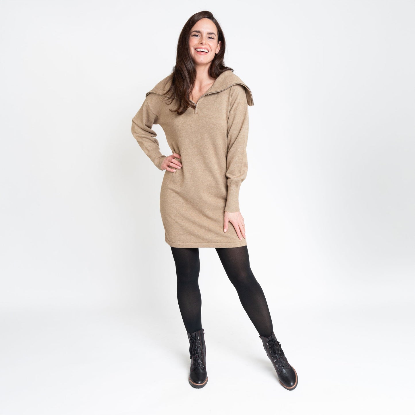 Alessia Quarter Zip Sweatshirt Dress