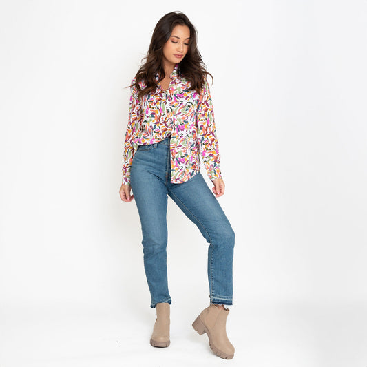 Alexa Long Sleeve Button Up Top