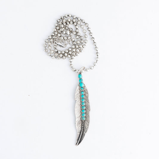Torry Genuine Turquoise Feather 18" Pendant Necklace