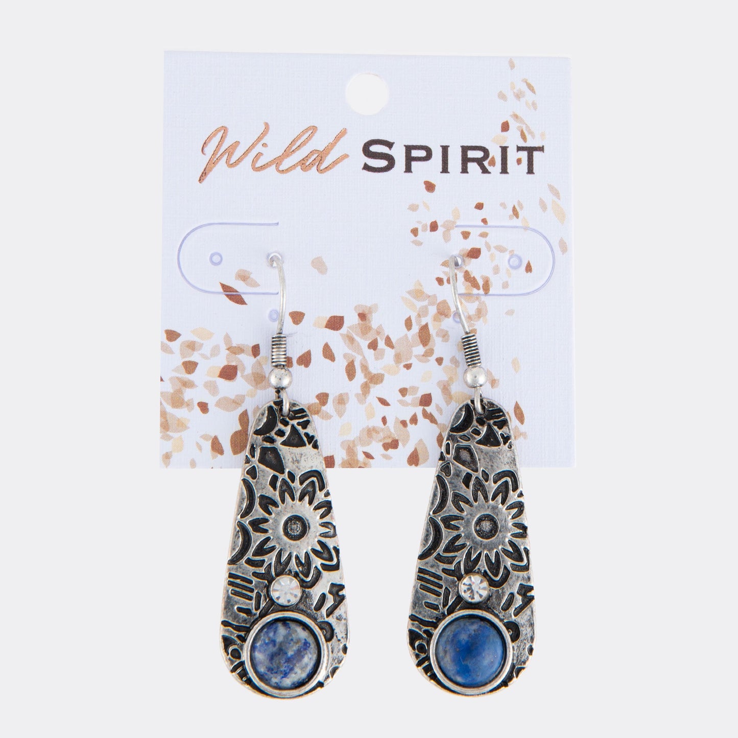 Wild Spirit Silver Oval Lapis Stone Teardrop Earrings