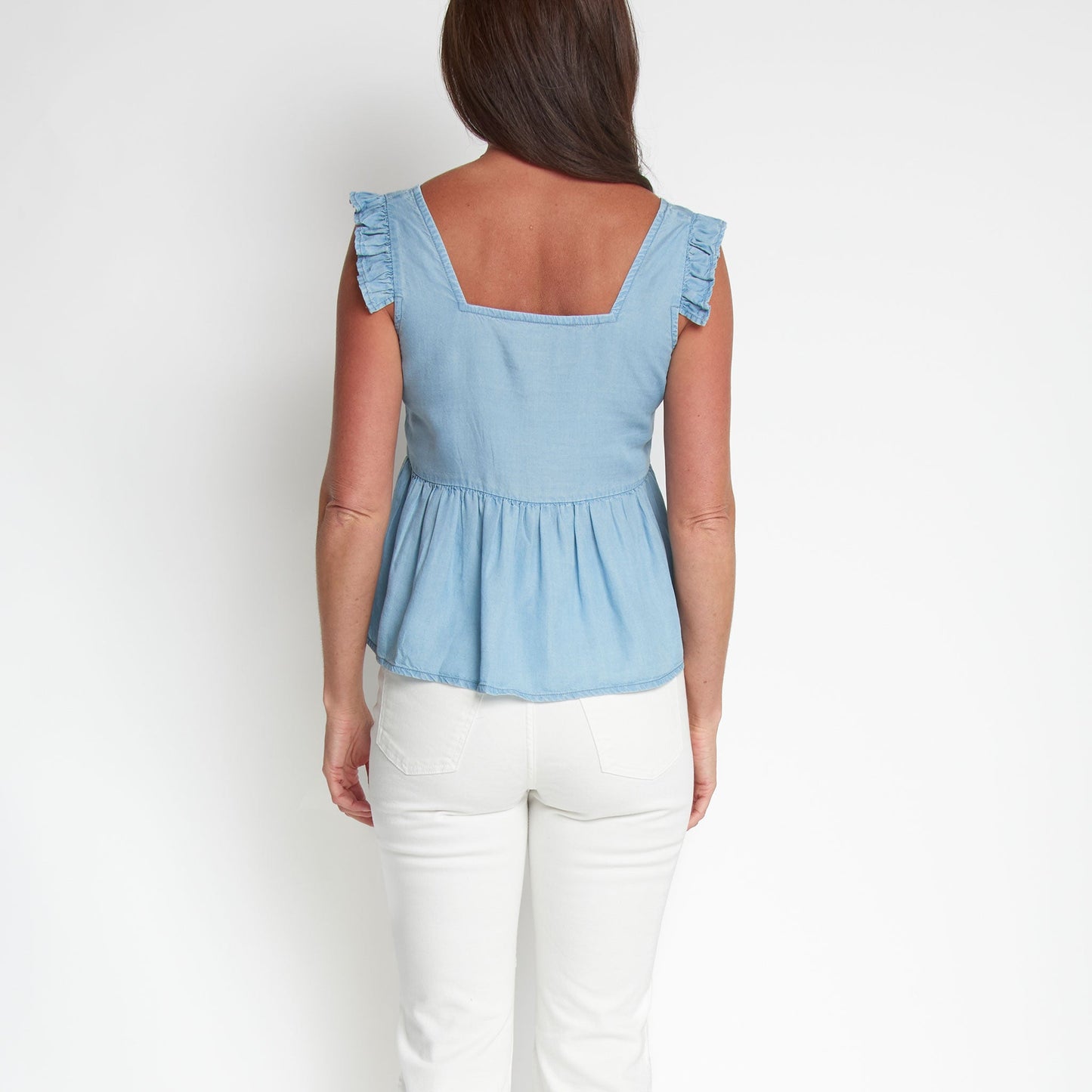Delaney Chambray Babydoll Tank Top