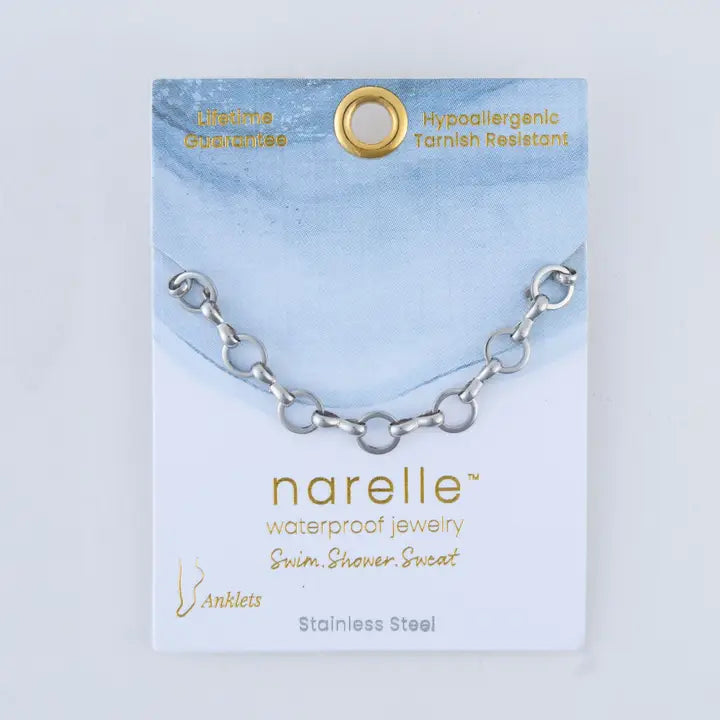 Linked Ring Anklet Silver L" 8 1/2 Narelle Waterproof Jewelry