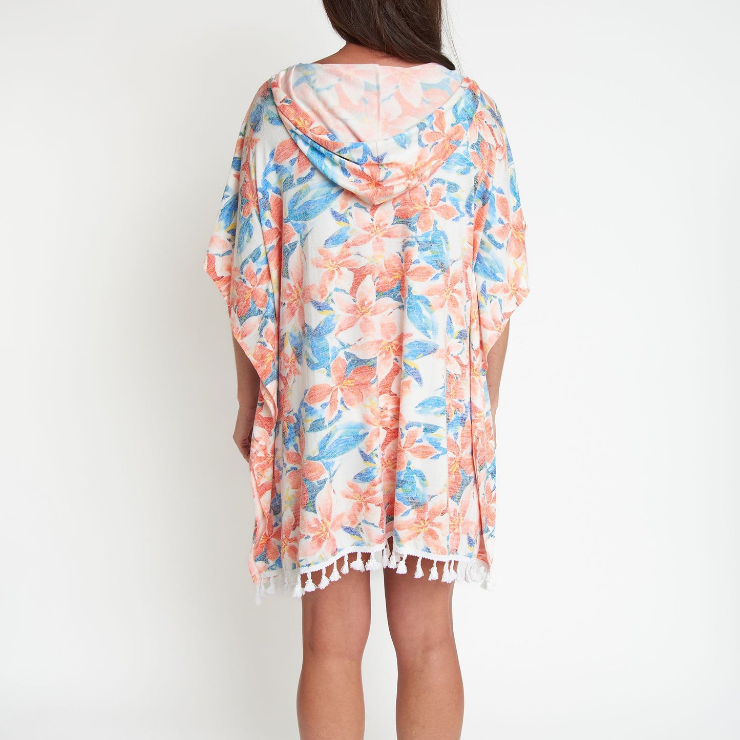 Naomi Tangerine Hooded One Size Poncho Swim Cover Up