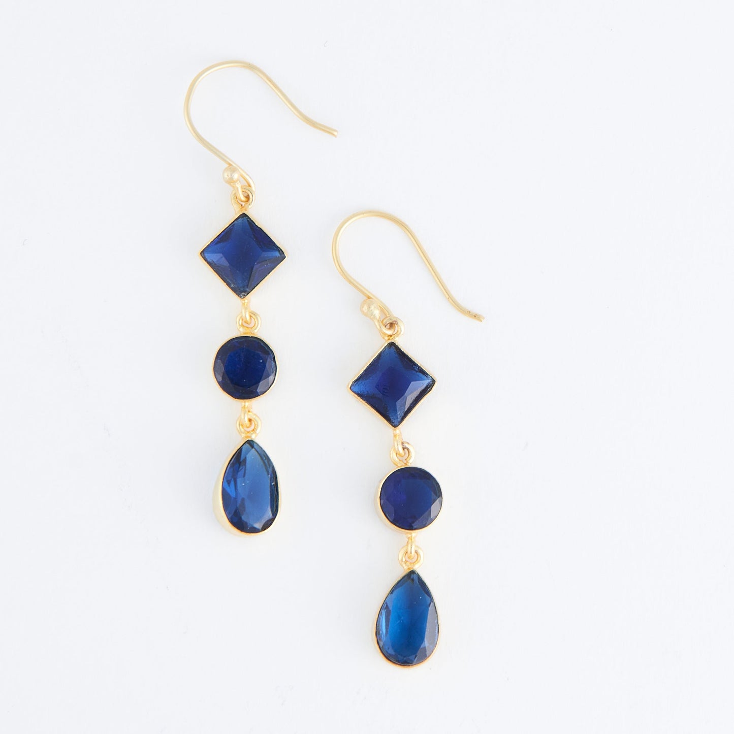 Tahani 18K Gold Linked Quartz Gemstone Drop Earrings
