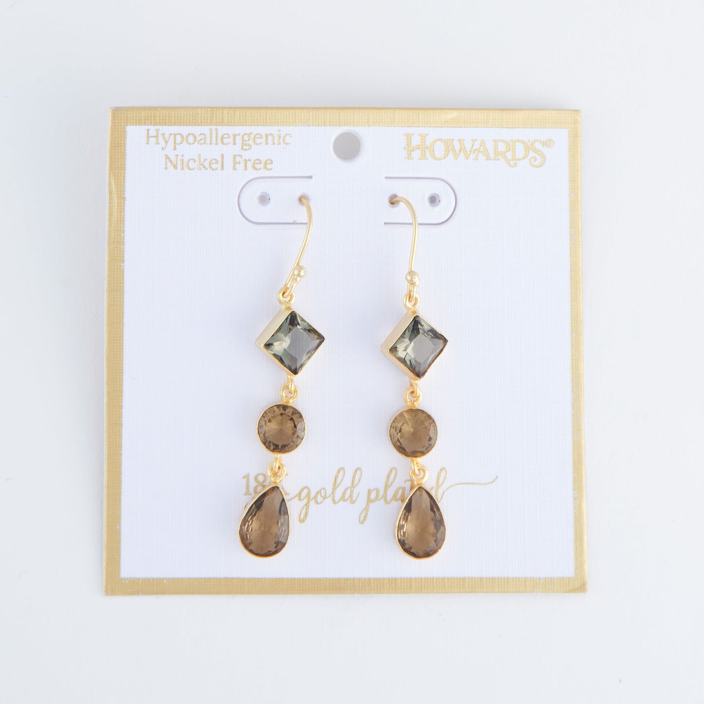 Tahani 18K Gold Linked Quartz Gemstone Drop Earrings