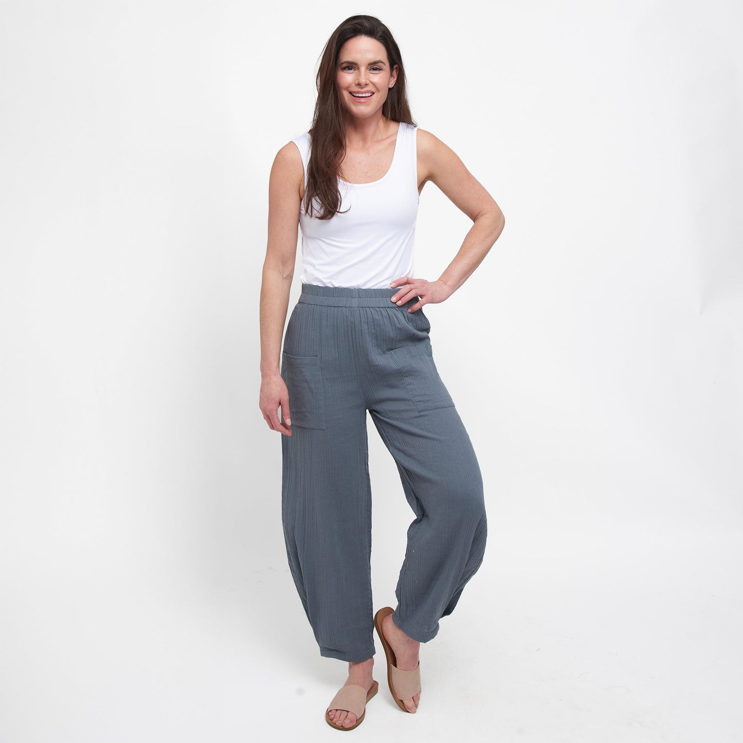 Jasmine Patch Pocket Cotton Gauze Tapered Pants