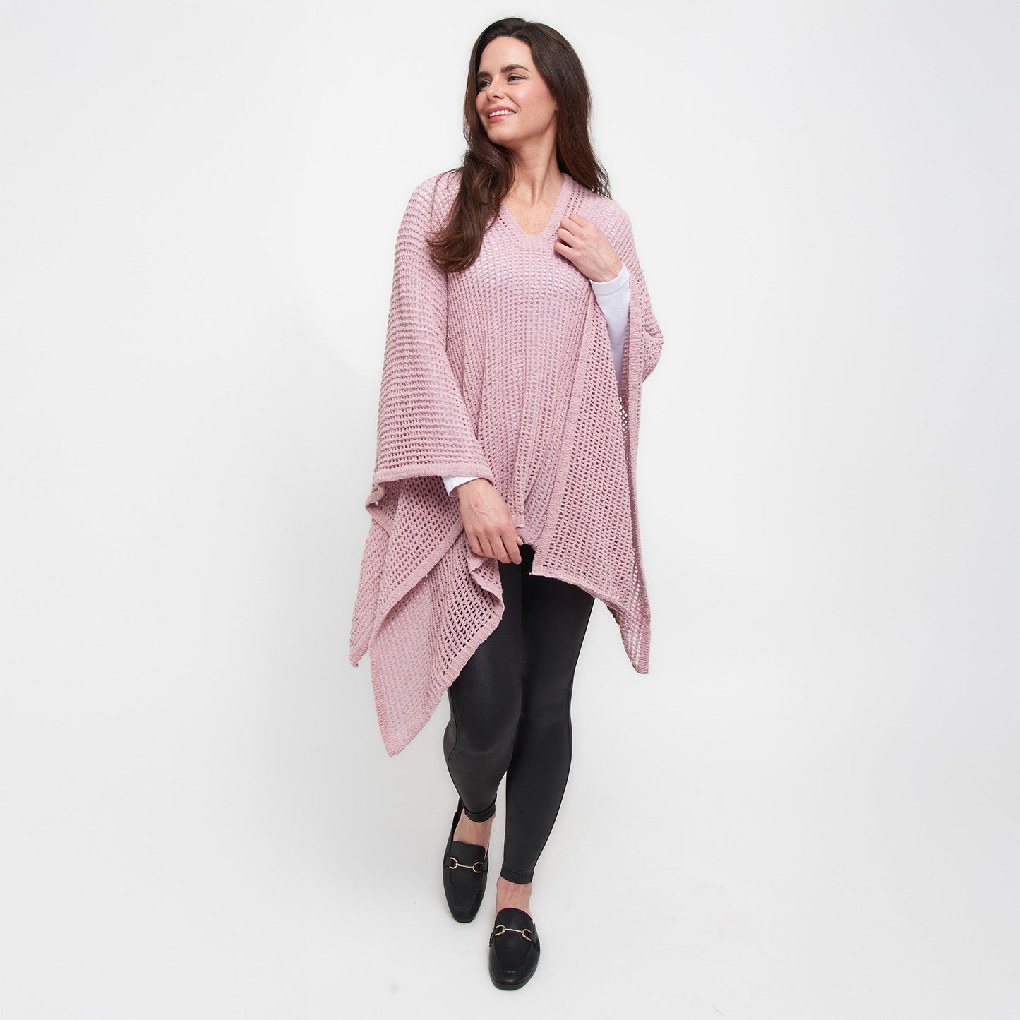 Presley One Size Open Sweater Knit Poncho