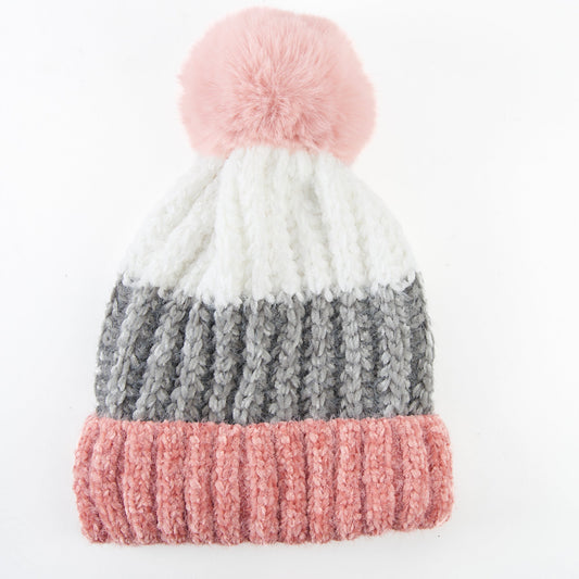Jemmi Chenille Striped Pom Winter Beanie Hat