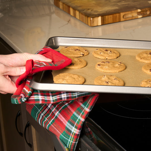 3 Piece Christmas Holiday Plaid Kitchen Set