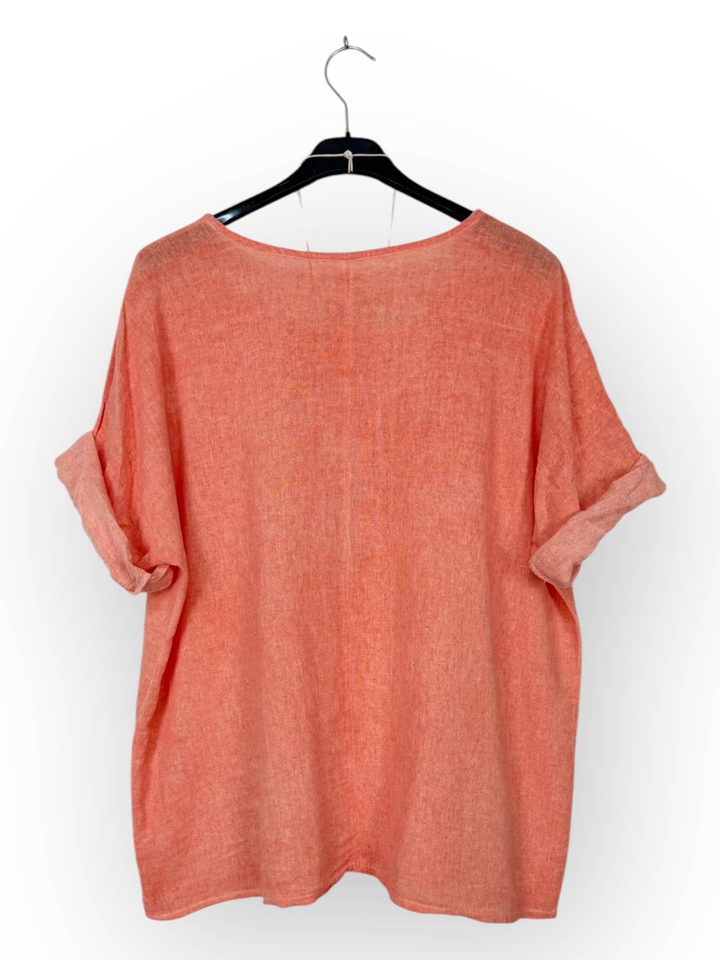 Washed cotton top with necklace Made in Italy