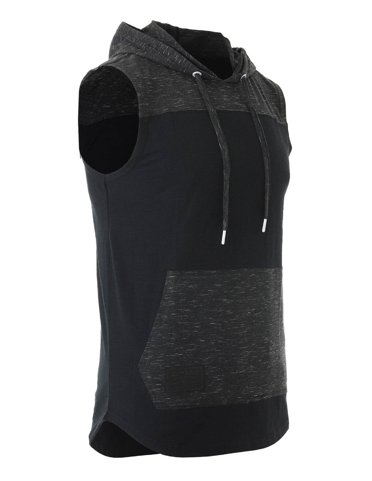 ZIMEGO Men's Color Block Sleeveless Workout Hooded Tank