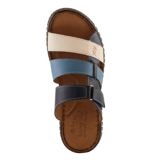 OLLY Denim Multi Leather Slip On Sandal