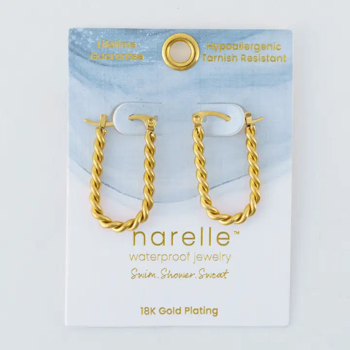 Twisted Pin Catch Hoop Earrings Narelle Waterproof Jewelry