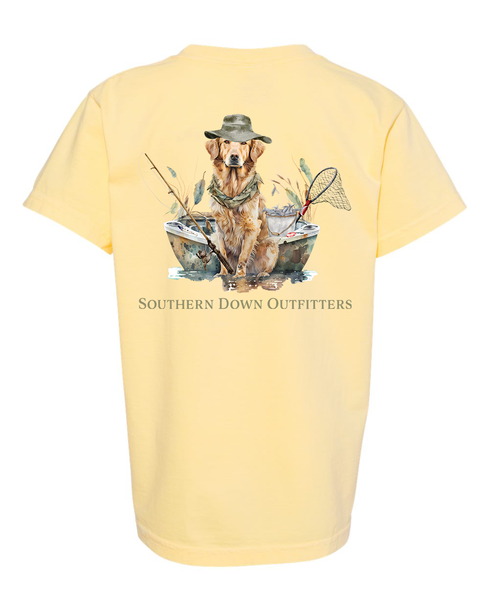 Dog in Boat Youth Southern Down Outfitters Short Sleeve Tee