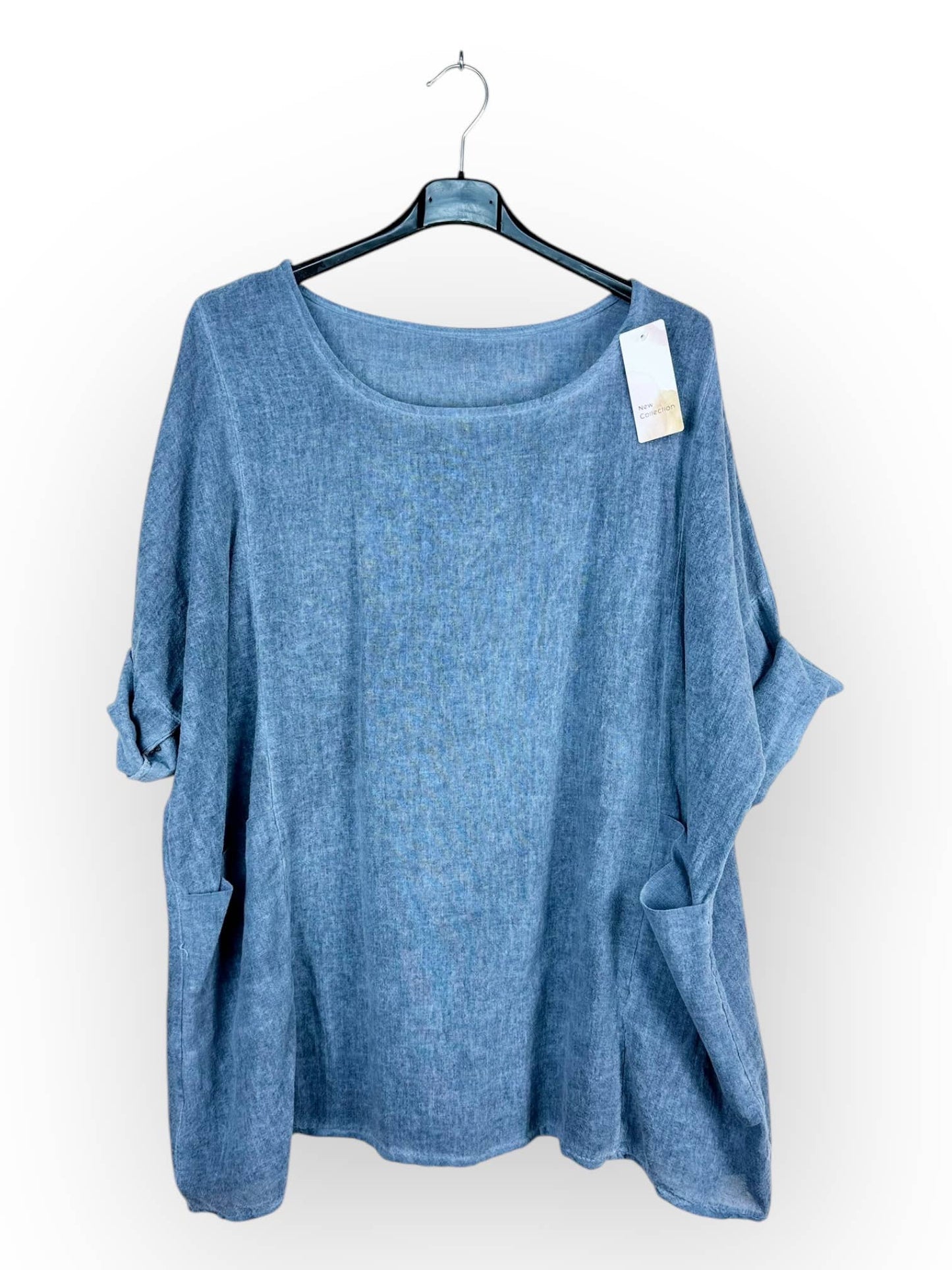 Plain top in linen and cotton with two pockets Made in Italy