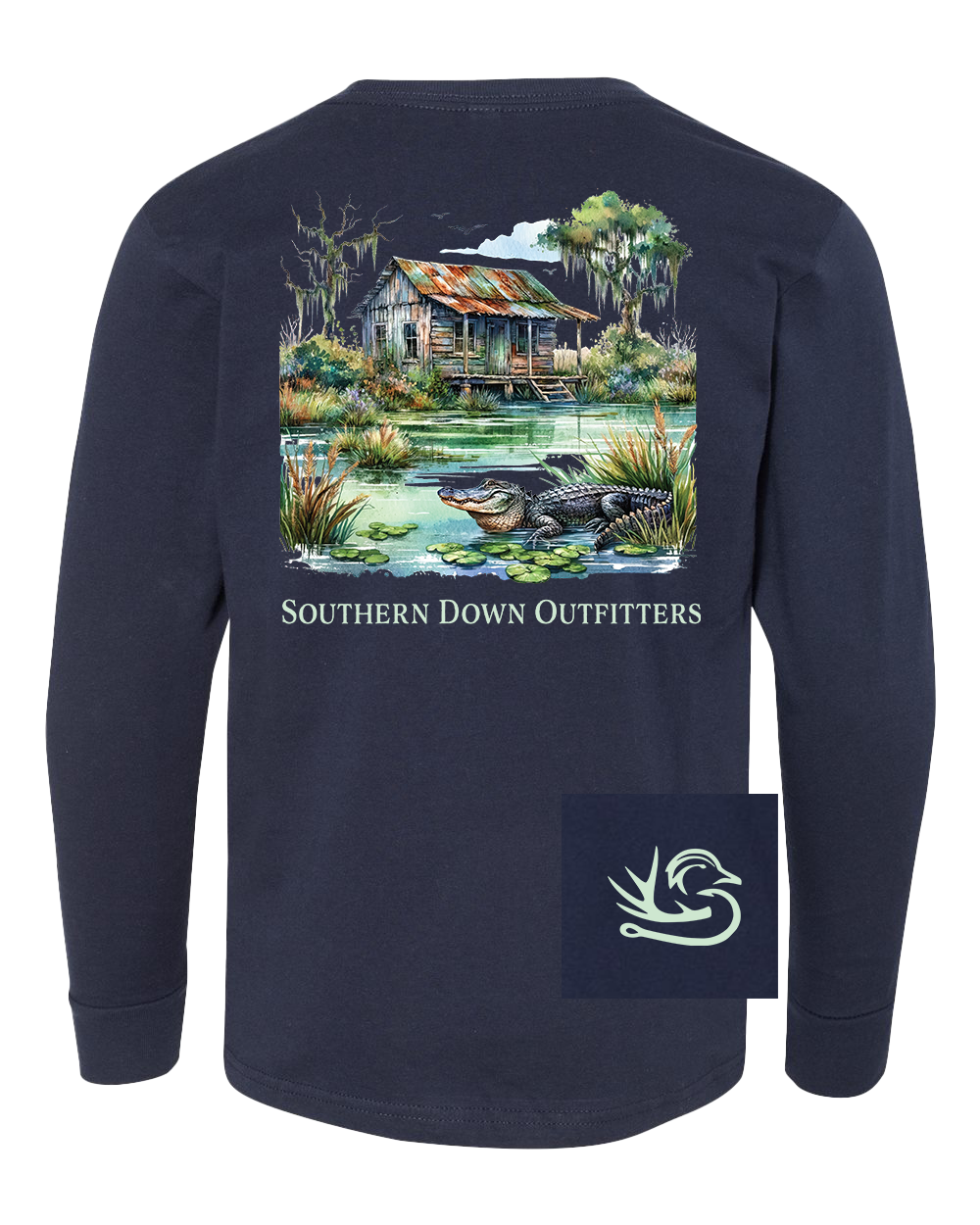 Swamp Shack Youth Southern Down Outfitters Long Sleeve Tee
