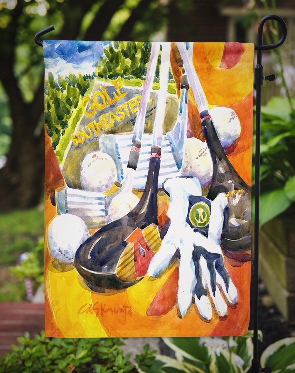 Southeastern Golf Clubs with glove and balls Garden Flag – Decorative Outdoor Yard Flag