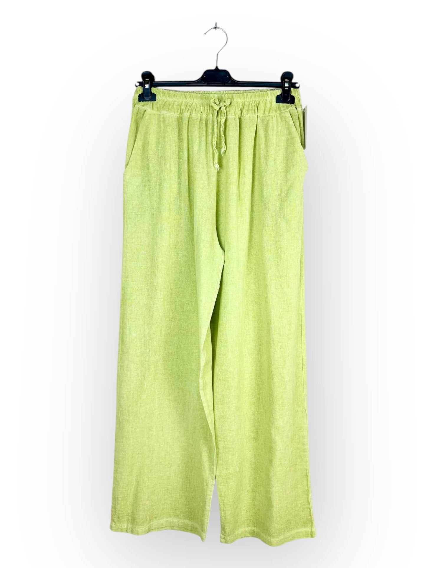 PLAIN LINEN AND COTTON PANTS Made in Italy