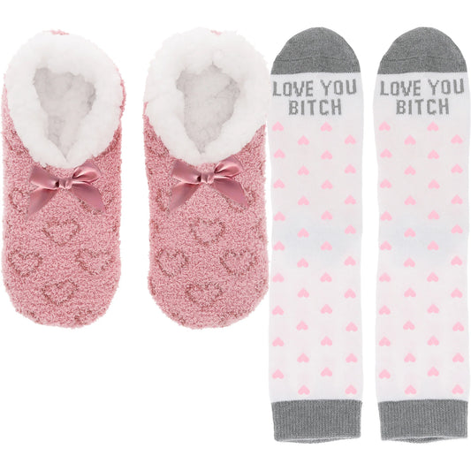 Love You Bitch - Slipper & Sock Gift Set