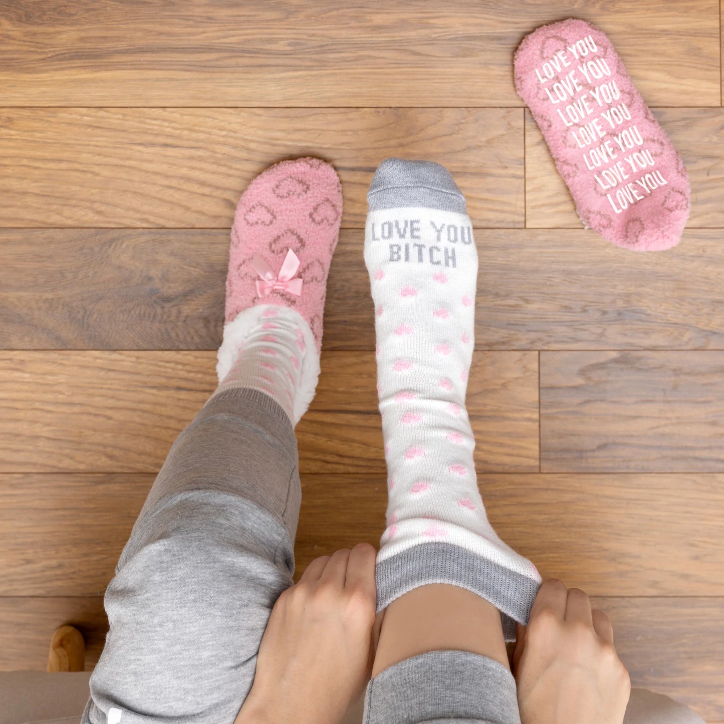 Love You Bitch - Slipper & Sock Gift Set