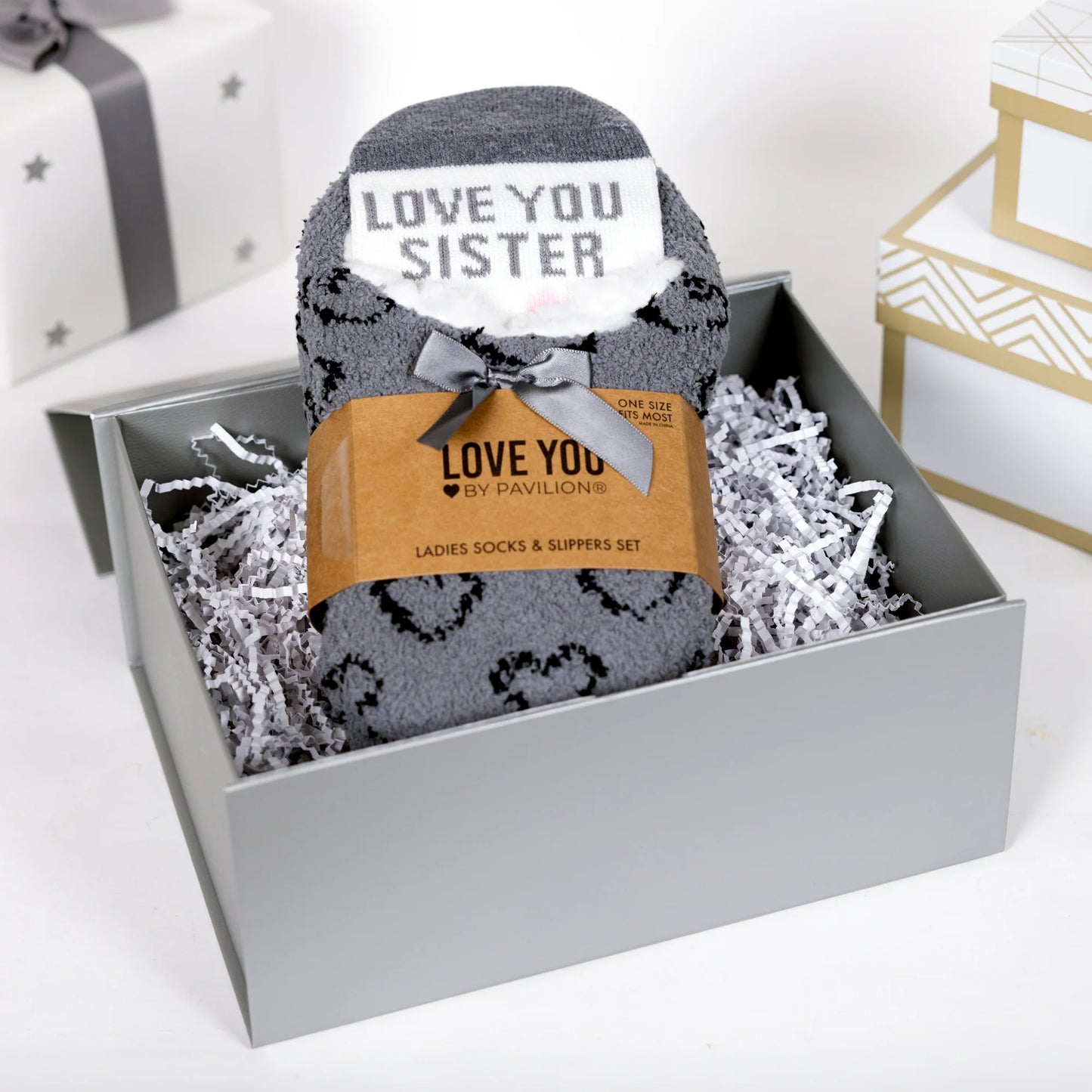 Love You Sister - Slipper & Sock Gift Set