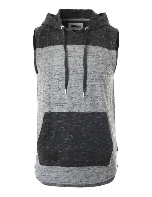 ZIMEGO Men's Color Block Sleeveless Workout Hooded Tank