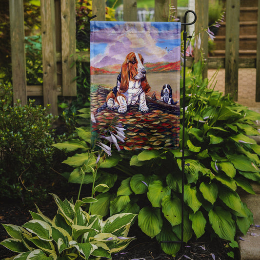 Basset Hound Little one watching Garden Flag – Decorative Outdoor Yard Flag