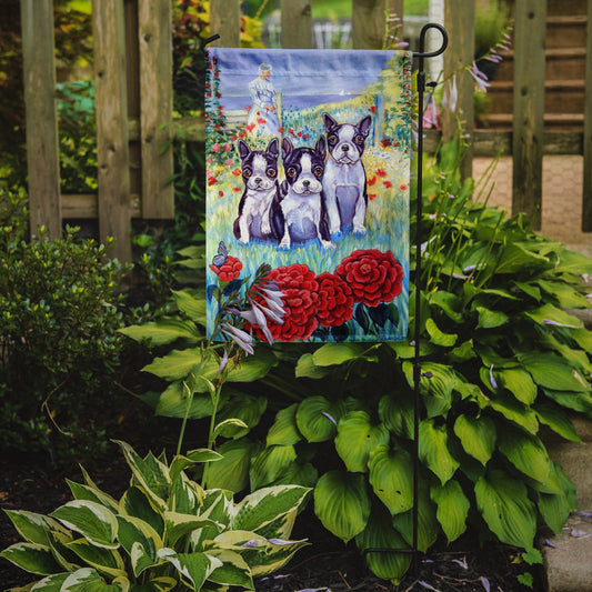 Boston Terrier Three in a Row Garden Flag – Decorative Outdoor Yard Flag