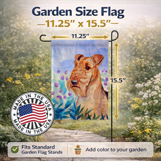Airedale Terrier in Flowers Garden Flag – Decorative Outdoor Yard Flag