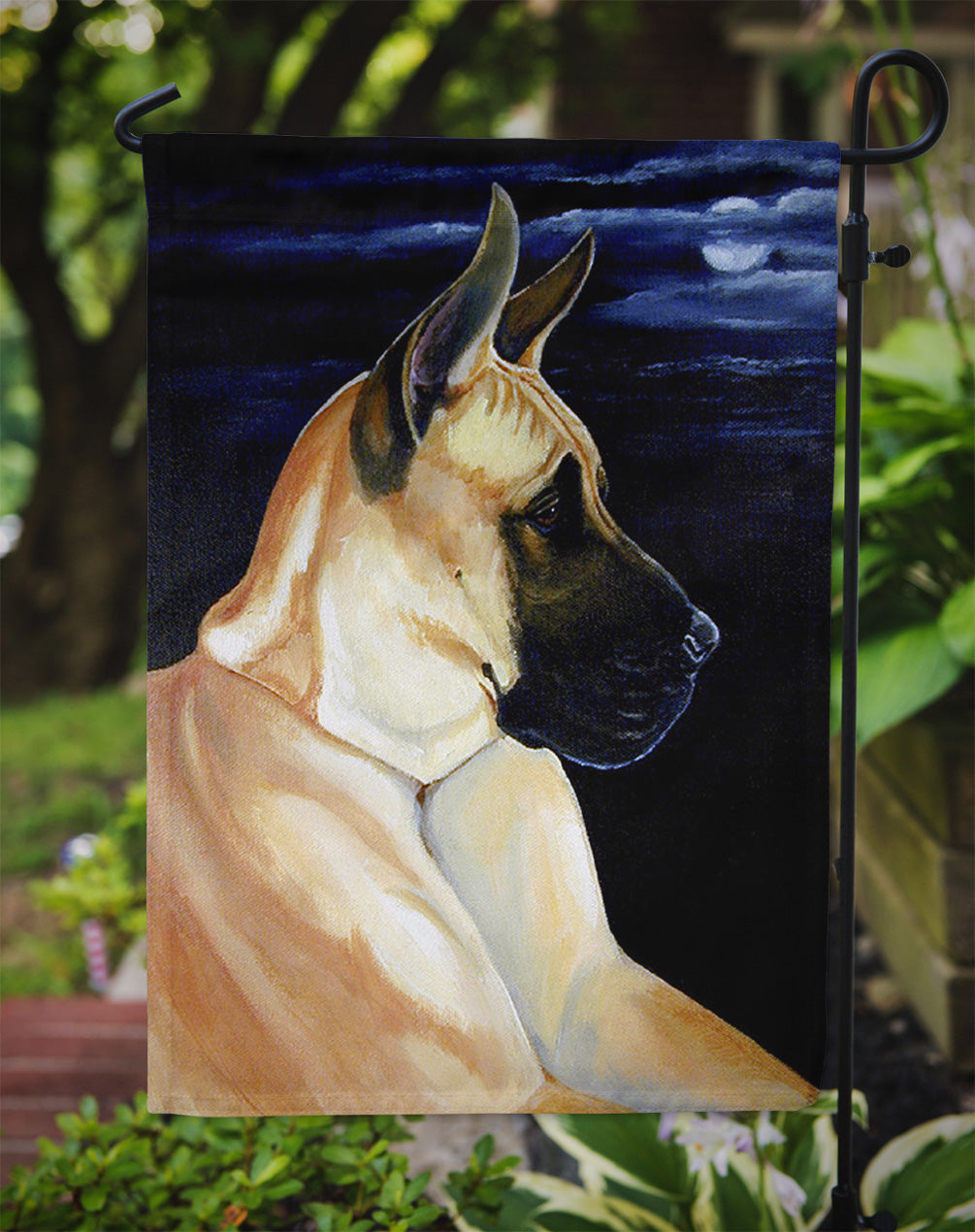 Moonlight Fawn Great Dane Garden Flag – Decorative Outdoor Yard Flag