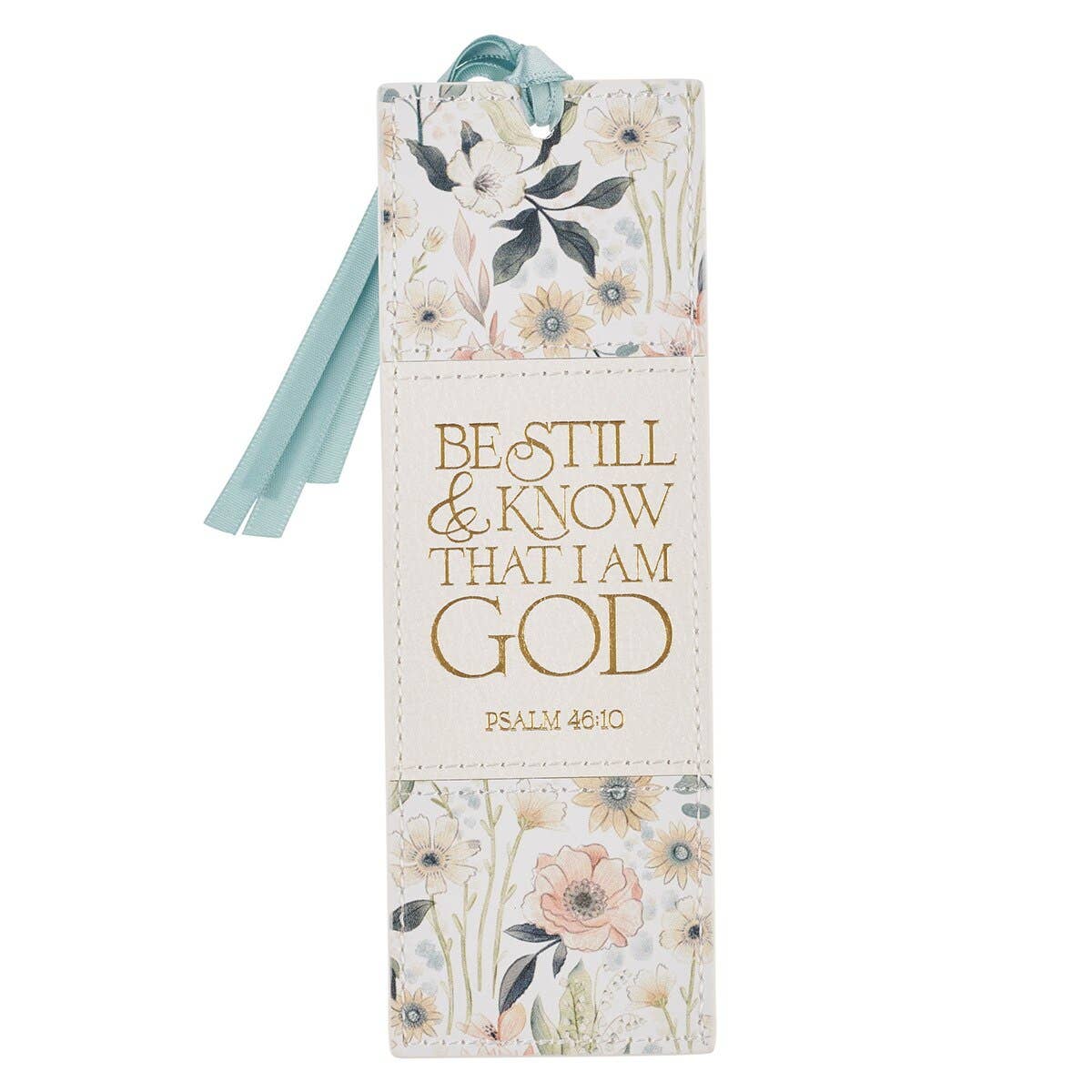 Bookmark Faux Leather White Be Still Ps. 46:10