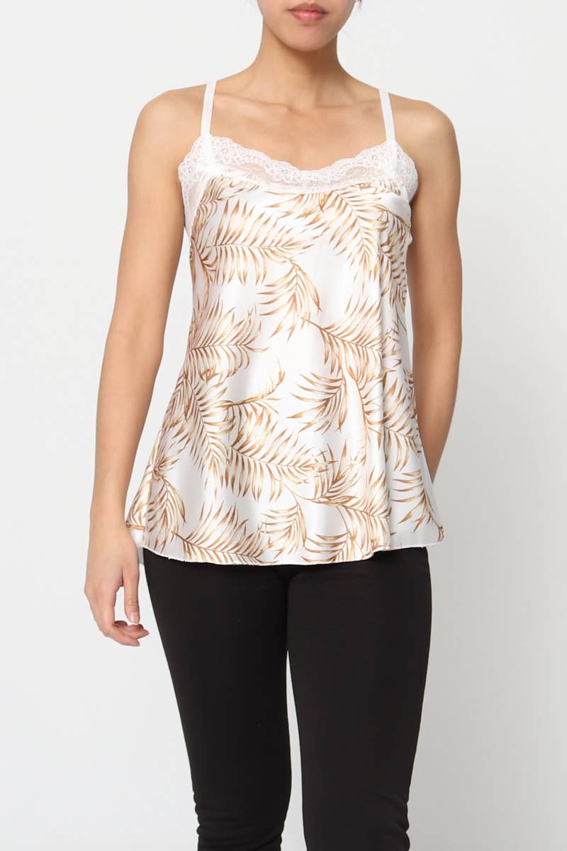 Feather Printed tank top with straps Made in Italy