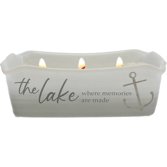 THE LAKE Where Memories are made 12 OZ - 100% SOY WAX REVEAL TRIPLE WICK CANDLE SCENT: TRANQUILITY