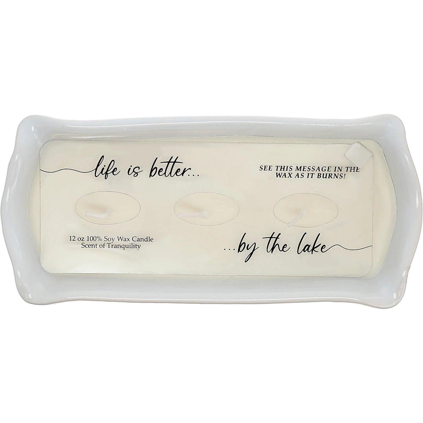 THE LAKE Where Memories are made 12 OZ - 100% SOY WAX REVEAL TRIPLE WICK CANDLE SCENT: TRANQUILITY