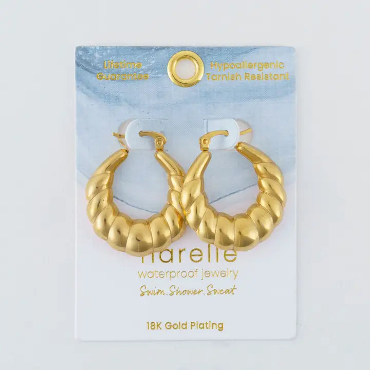 Twisted Chunky Pin Catch Hoop Earrings Narelle Waterproof Jewelry