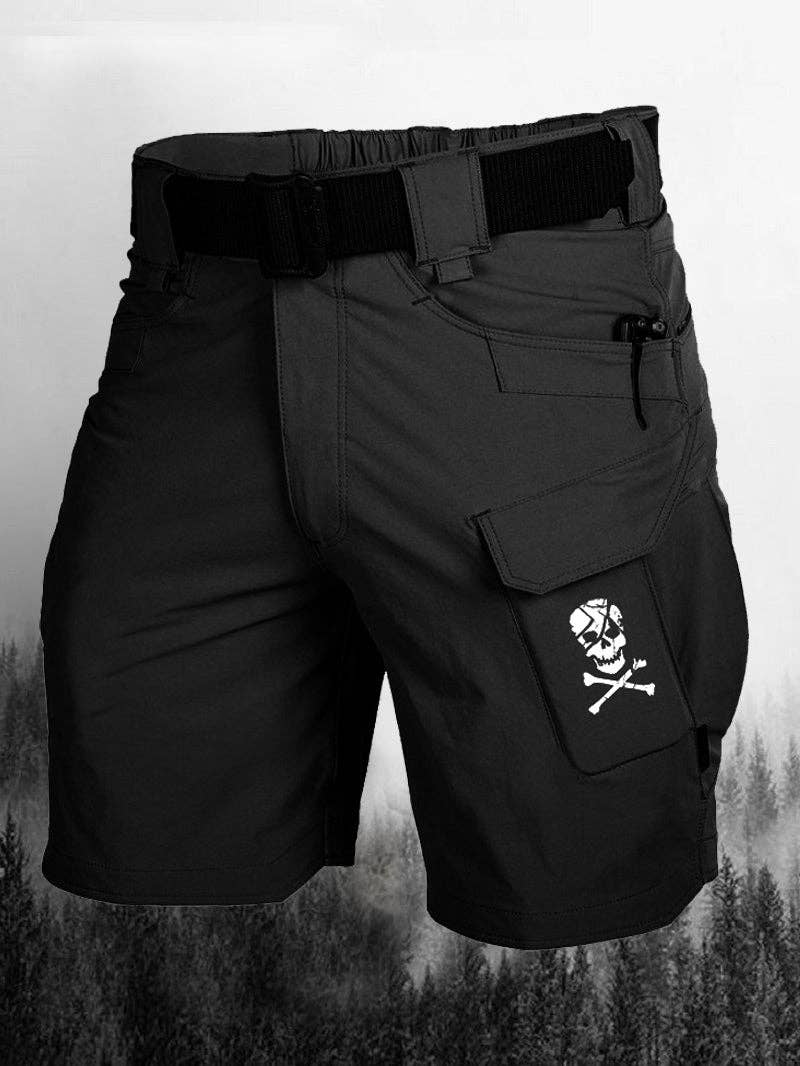 Multi Pockets Skull Printed Men's Shorts