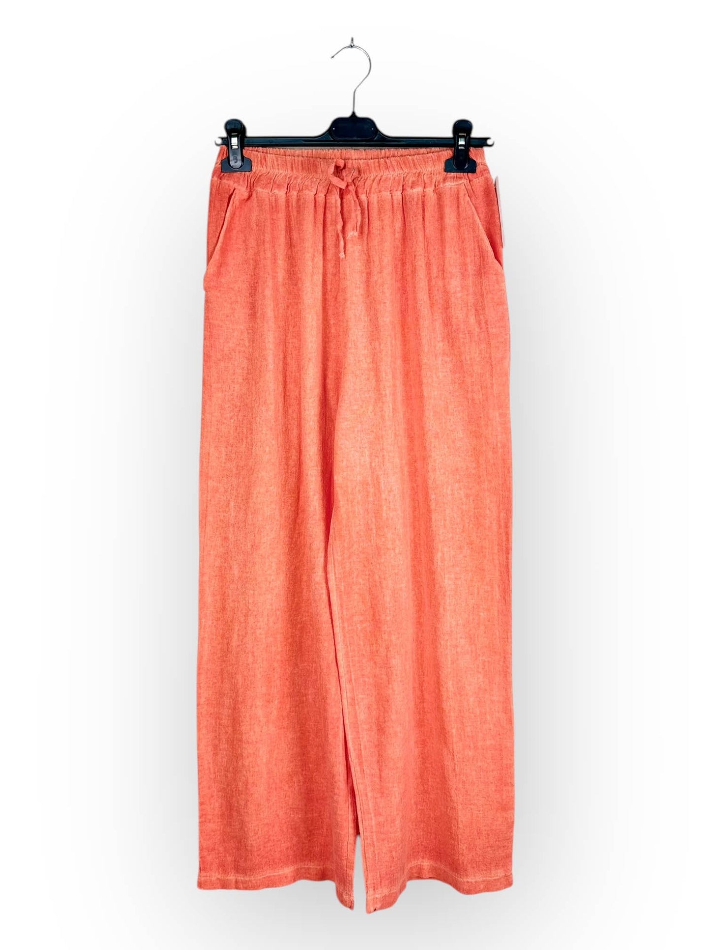 PLAIN LINEN AND COTTON PANTS Made in Italy