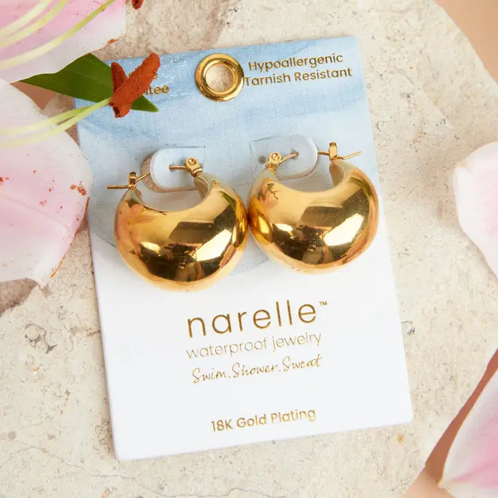 Geometric Pin Catch Hoop Earrings Narelle Waterproof Jewelry