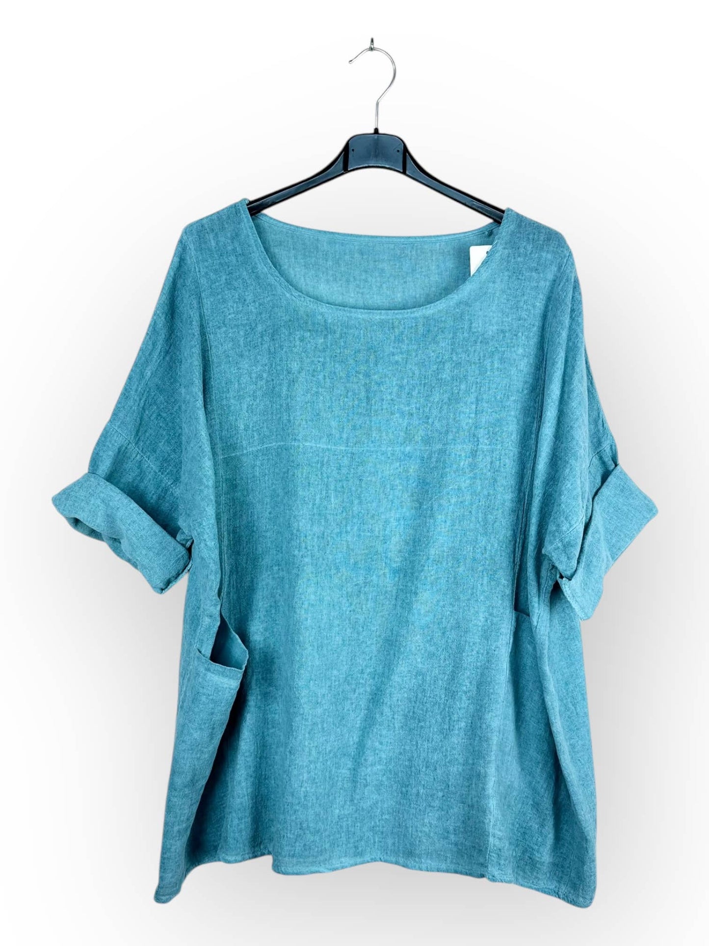 Plain top in linen and cotton with two pockets Made in Italy