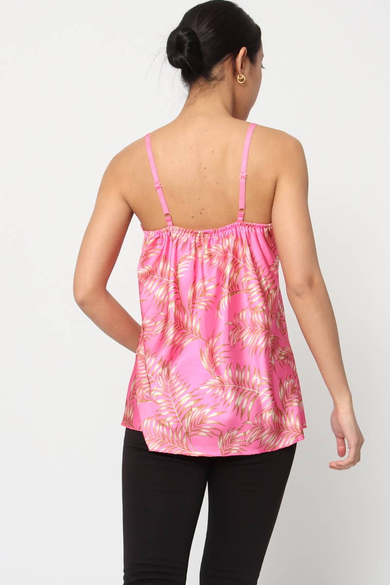 Feather Printed tank top with straps Made in Italy