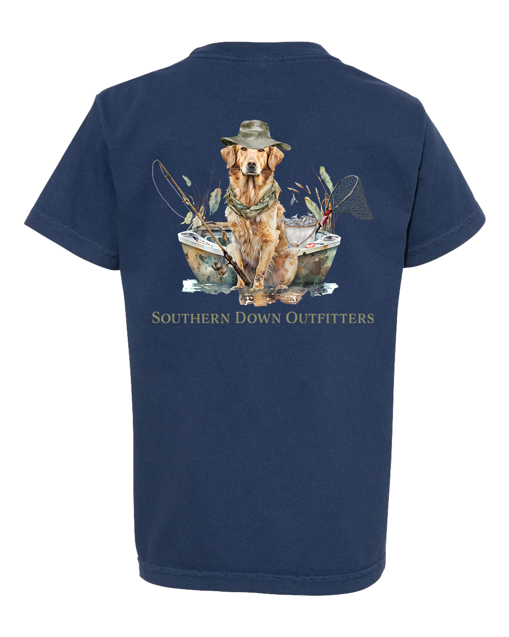 Dog in Boat Youth Southern Down Outfitters Short Sleeve Tee