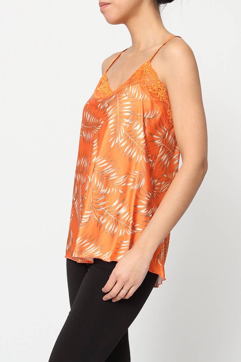 Feather Printed tank top with straps Made in Italy