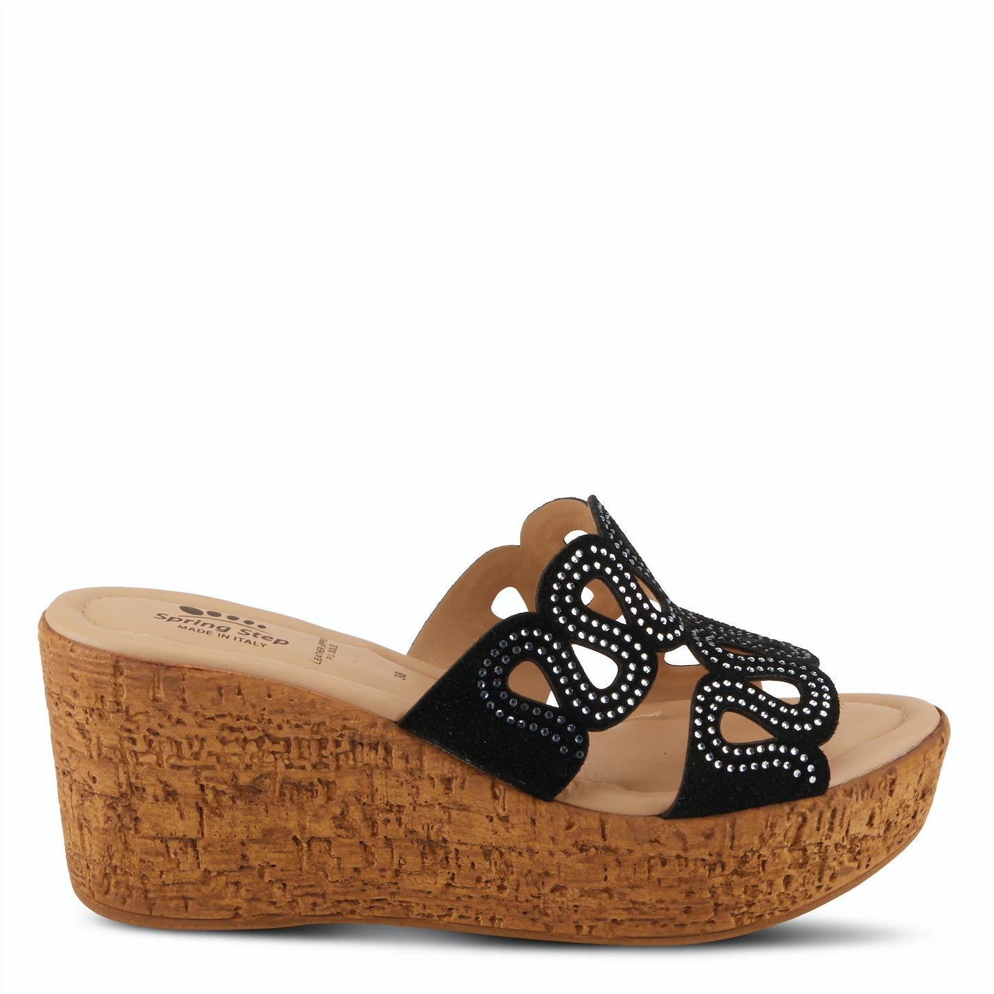 MSSTEAMY Black Suede Slide Wedge Sandal